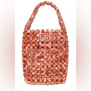 FAITHFULL THE BRAND Ella Beaded Bag in dark rose Marbled